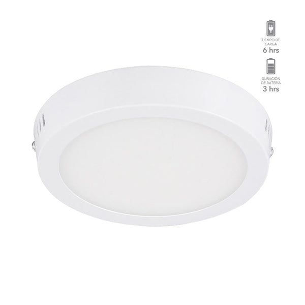 Lámpara Plafón LED de Emergencia Recargable, 12 W, Luz de Día, Sobreponer en Interiores, LED integrado